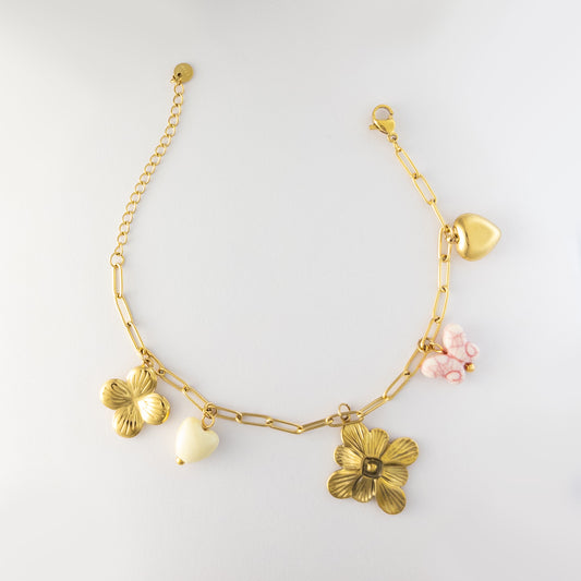 Bloom & Charm Gold Link Bracelet