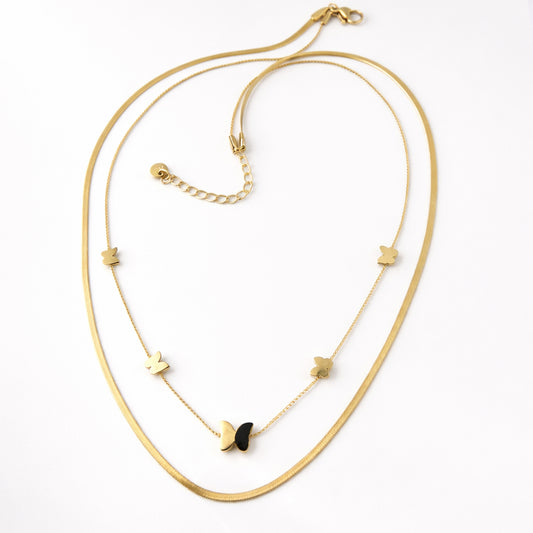 Flutter Grace Butterfly Layered Necklace