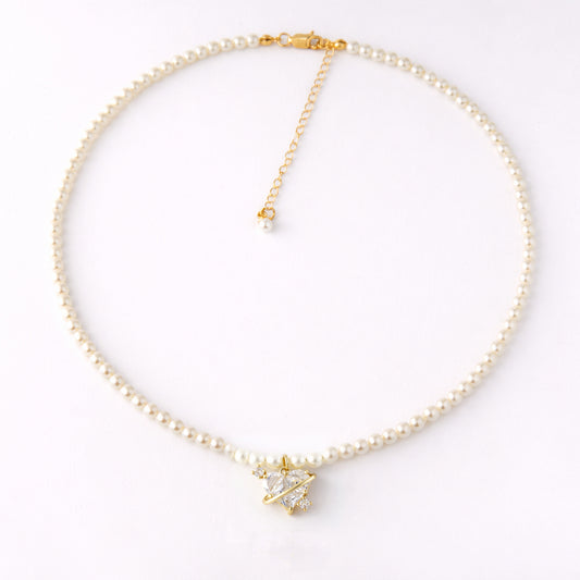 Pearl Heart Orbit Necklace