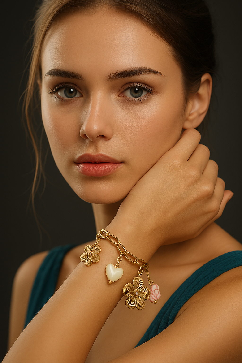 Bloom & Charm Gold Link Bracelet