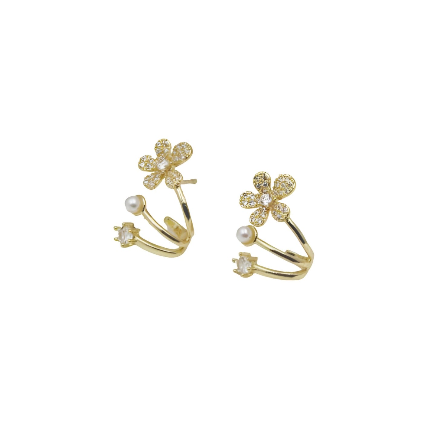 Golden Flora Pearl Earrings