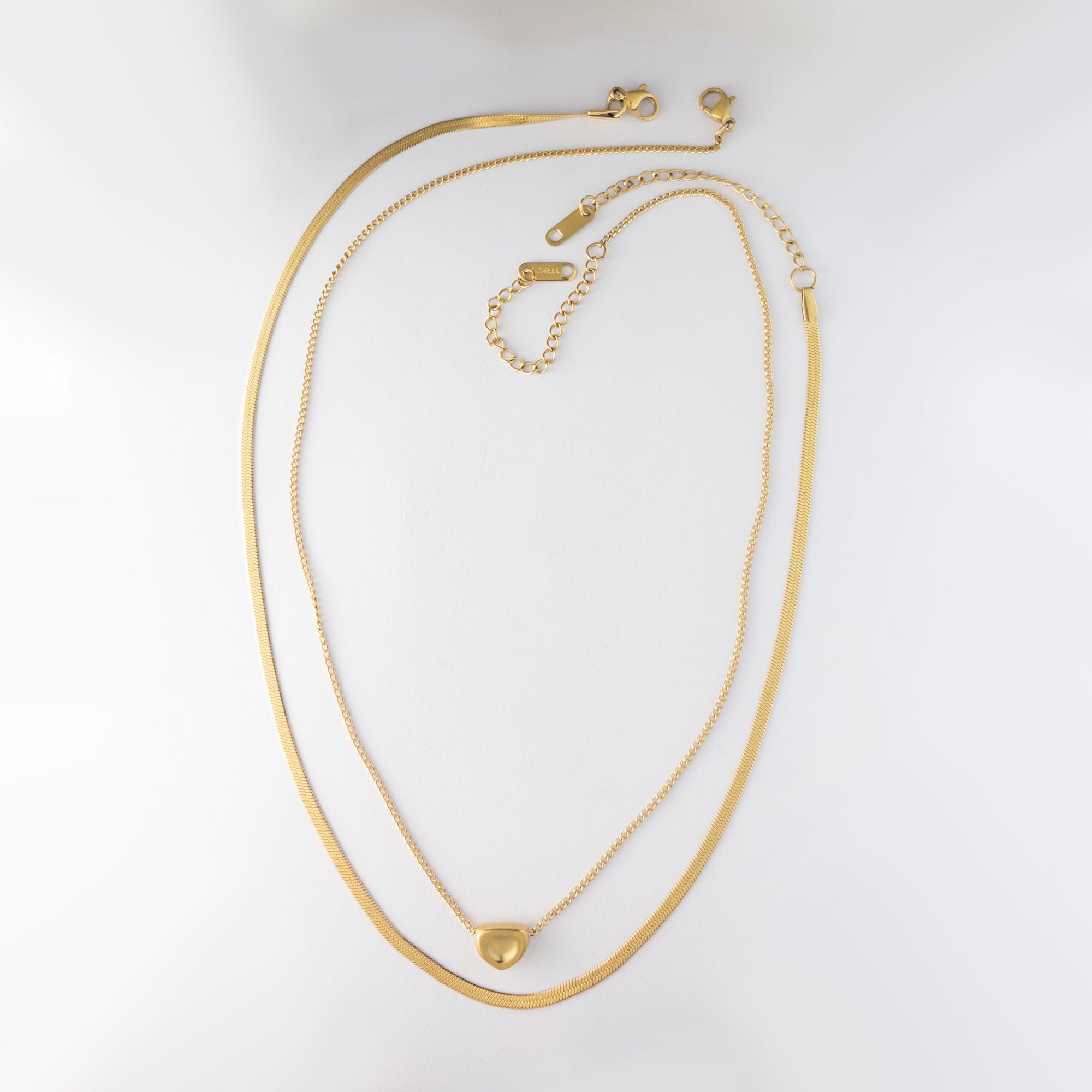 PureShine Dual Chain Necklace with Heart Pendant