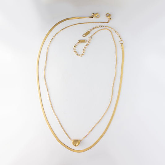 PureShine Dual Chain Necklace with Heart Pendant