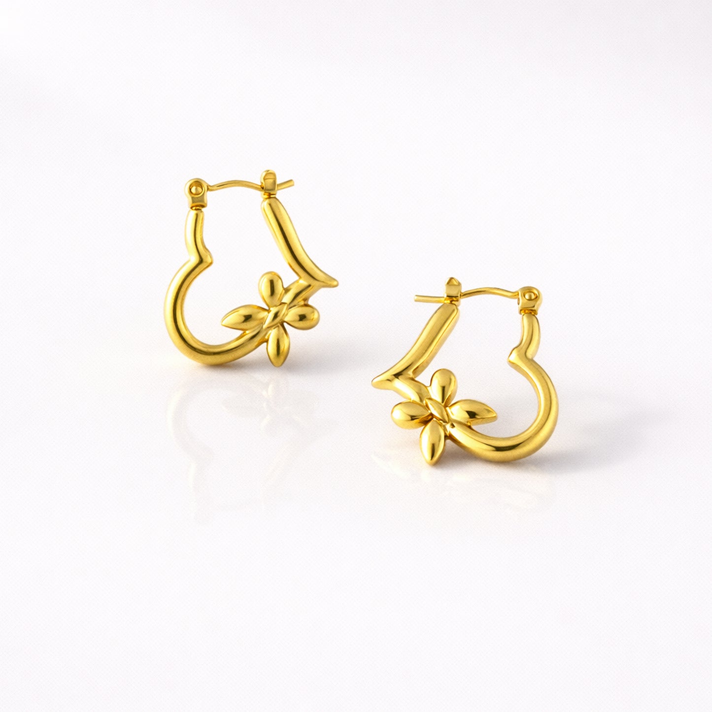 Floral-Accented Abstract Heart Hoops