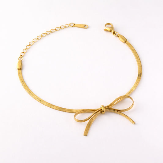Gold Bow Snake Chain Bracelet