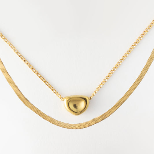 PureShine Dual Chain Necklace with Heart Pendant