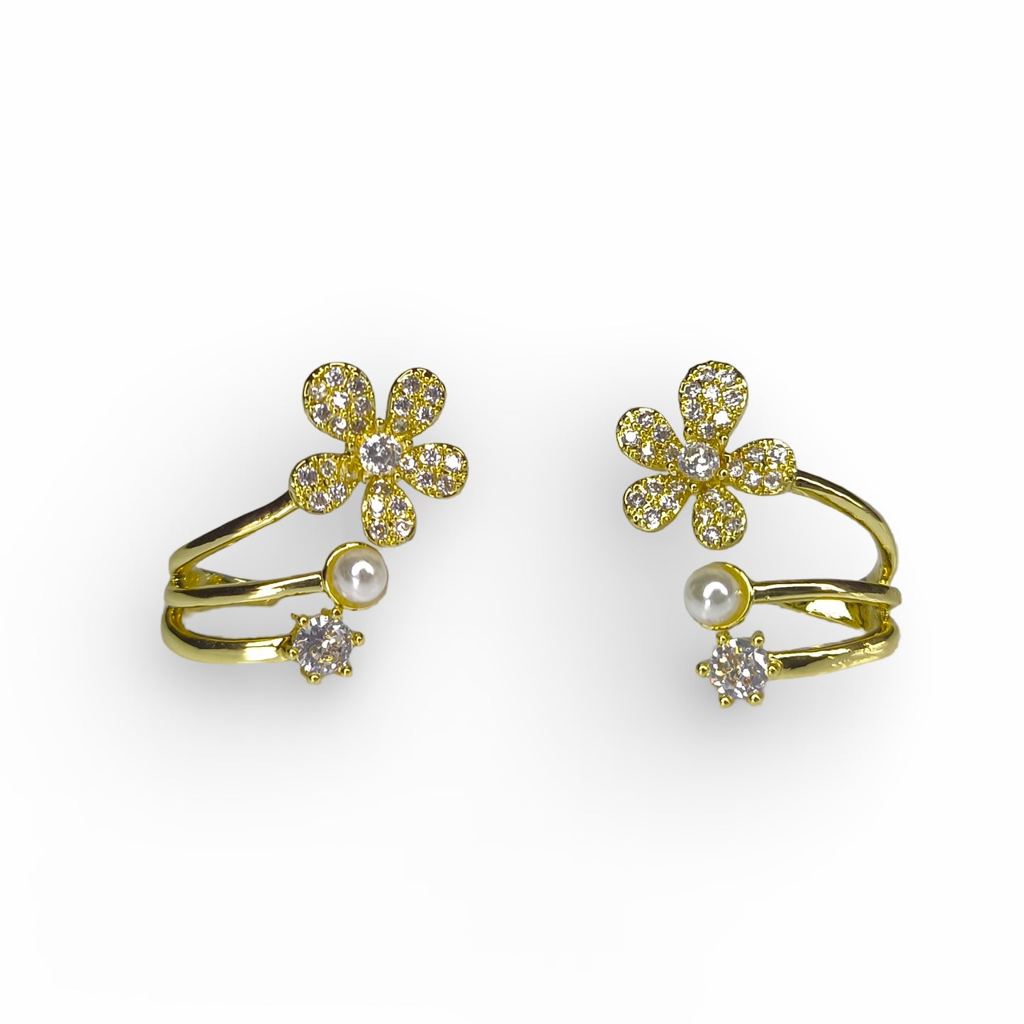 Golden Flora Pearl Earrings