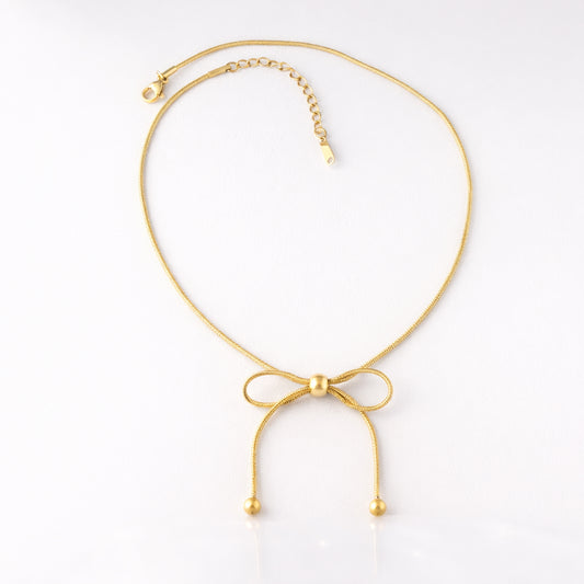 Dainty Gold Bow Necklace