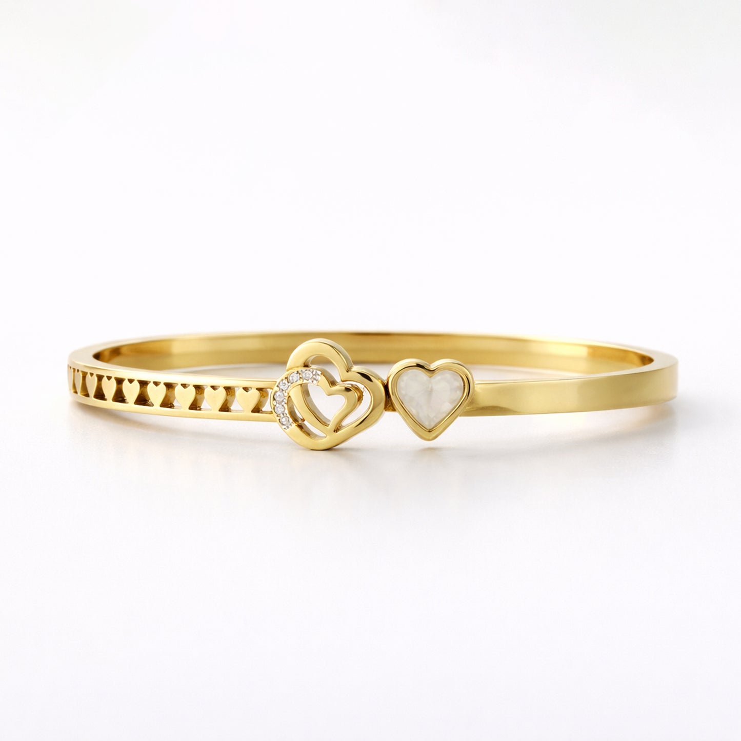 Twin Heart Charm Bracelet – Gold Plated with Crystal Detailing