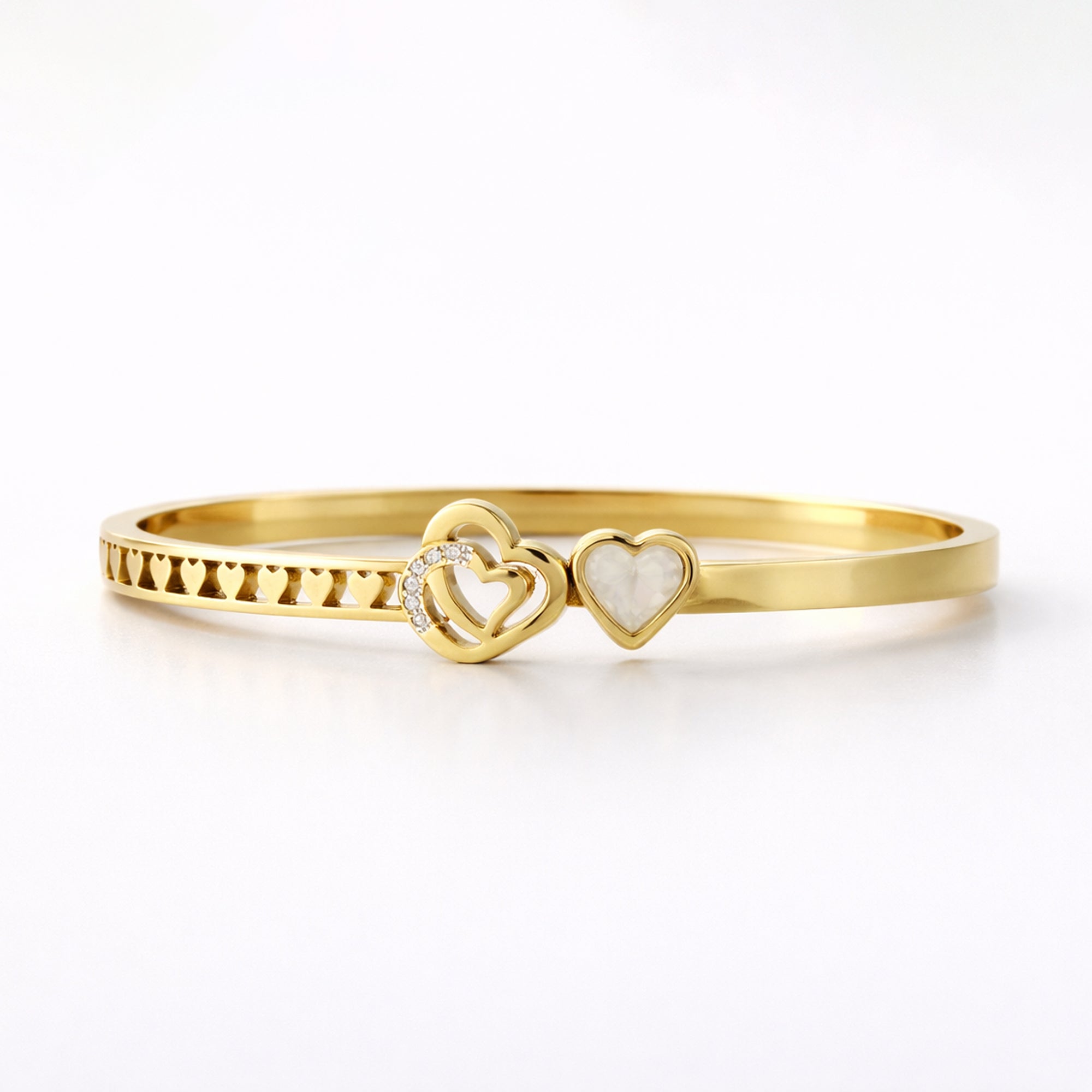 Twin Heart Charm Bracelet – Gold Plated with Crystal Detailing