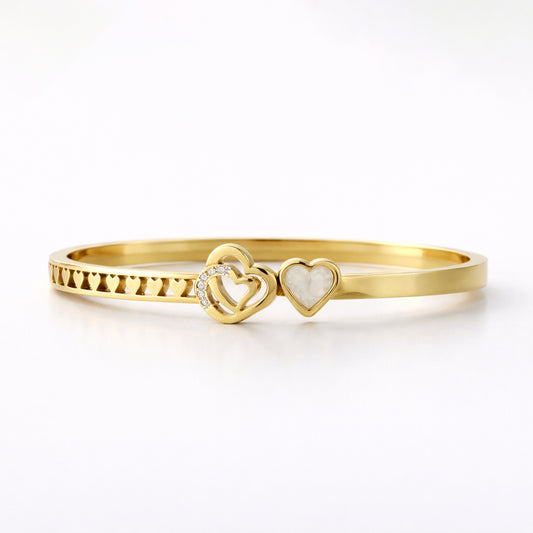 Twin Heart Charm Bracelet – Gold Plated with Crystal Detailing