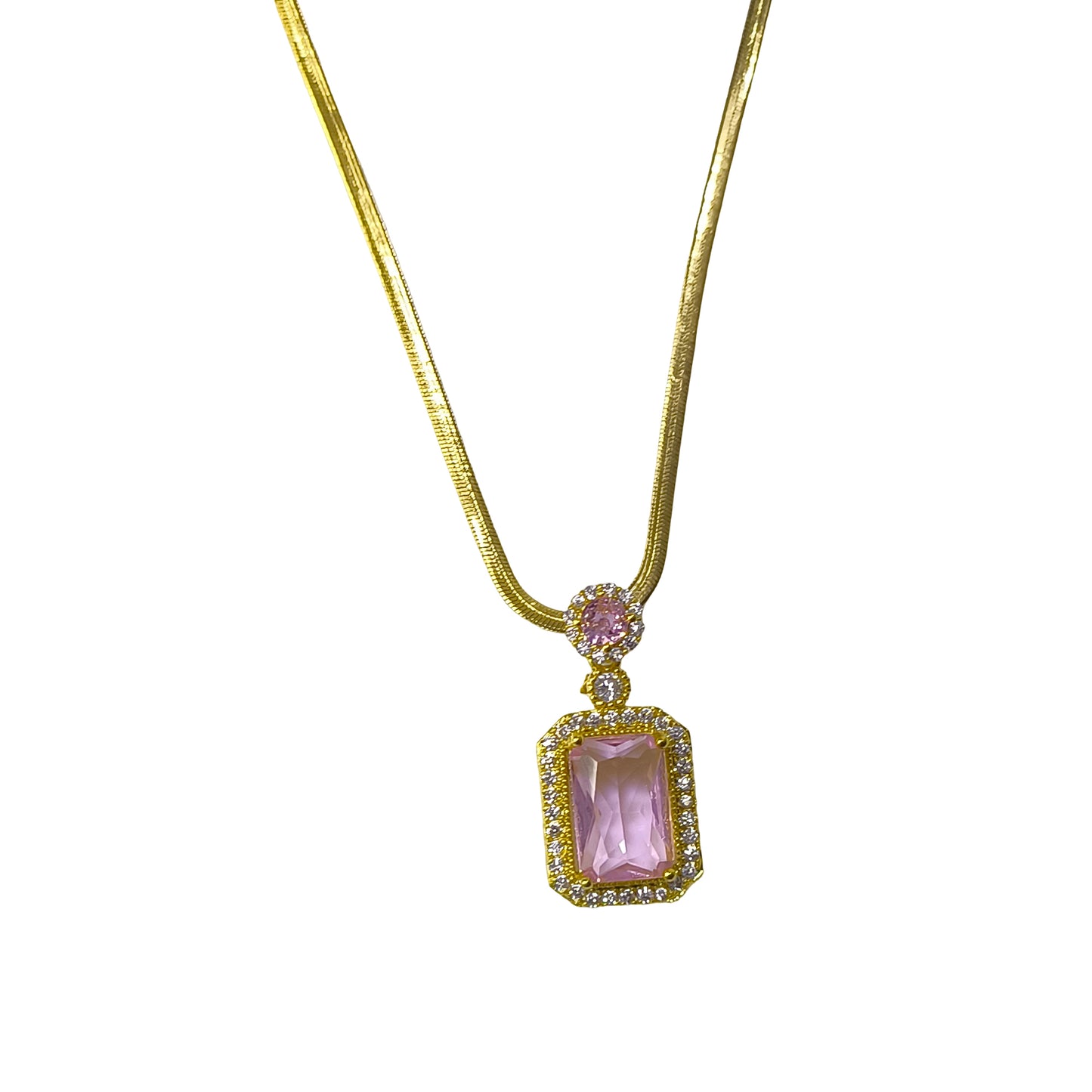 Aurora Pink Crystal Pendant Necklace