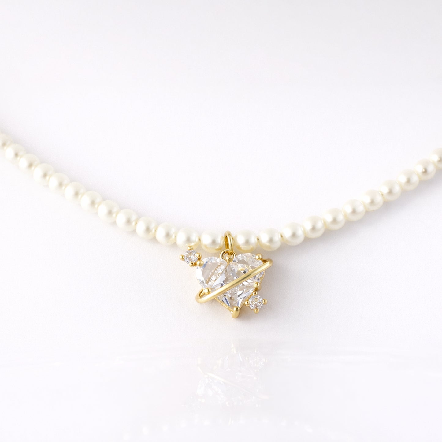 Pearl Heart Orbit Necklace