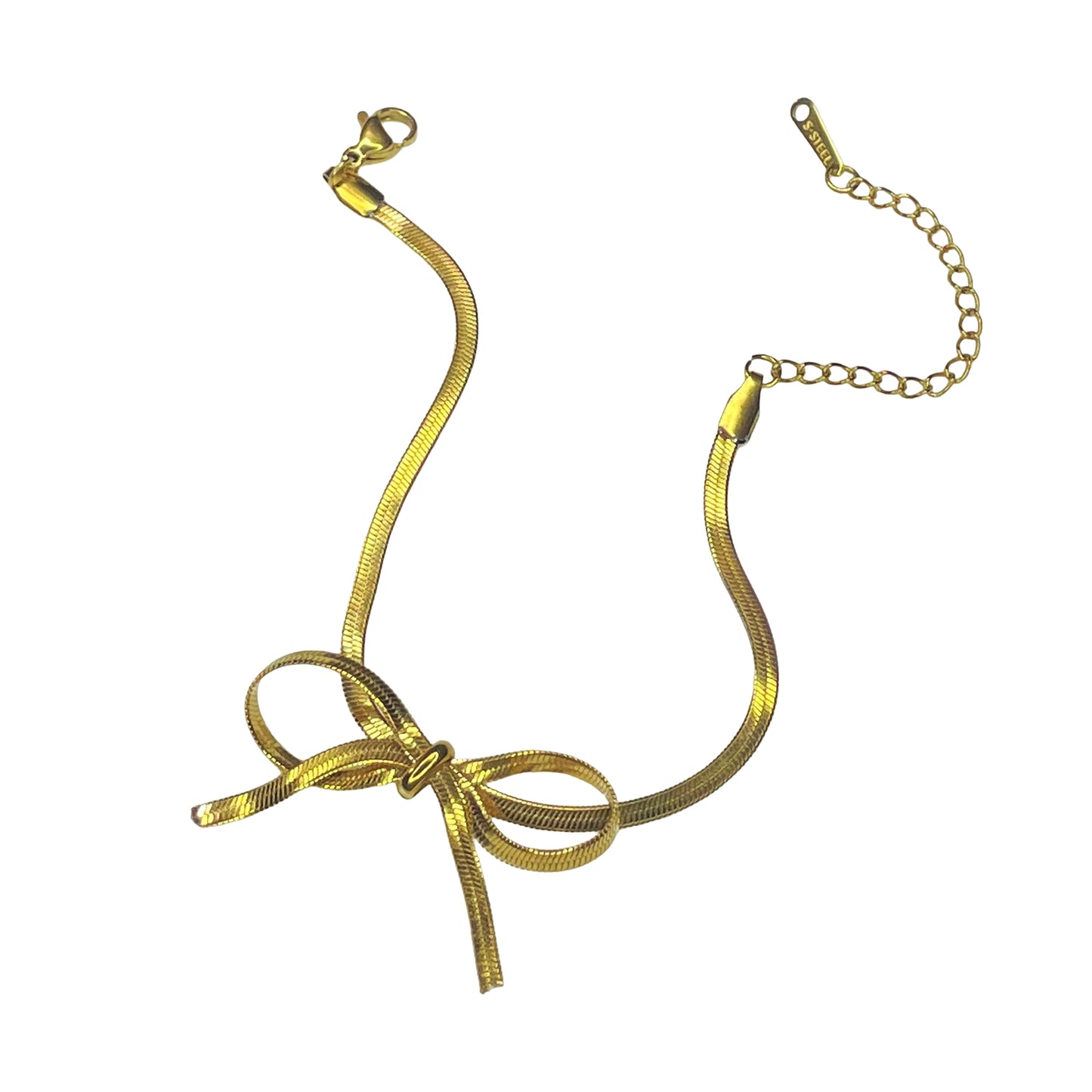Gold Bow Snake Chain Bracelet