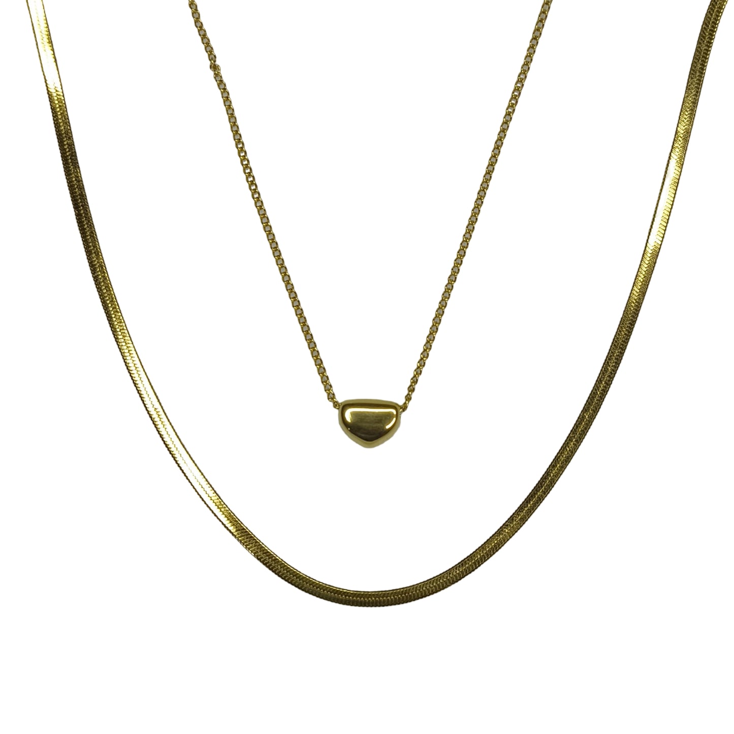 PureShine Dual Chain Necklace with Heart Pendant