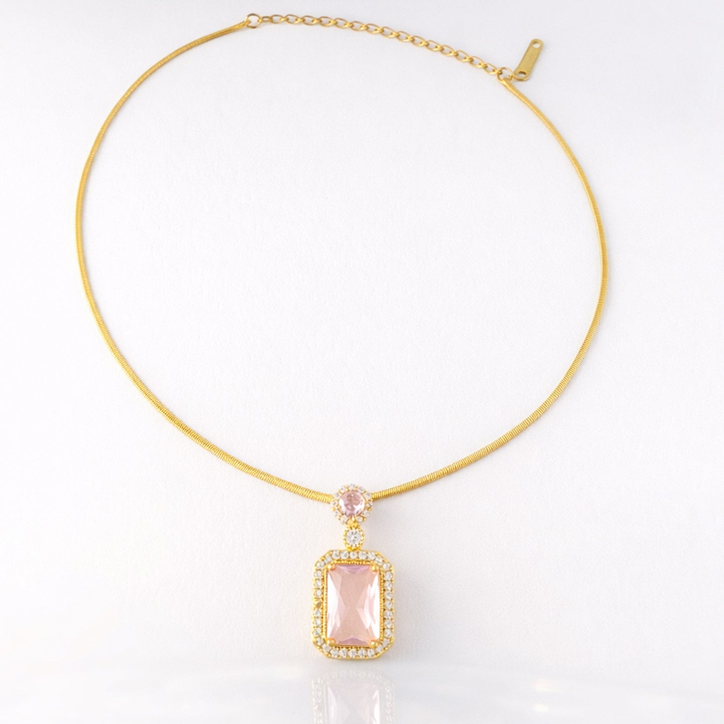 Aurora Pink Crystal Pendant Necklace