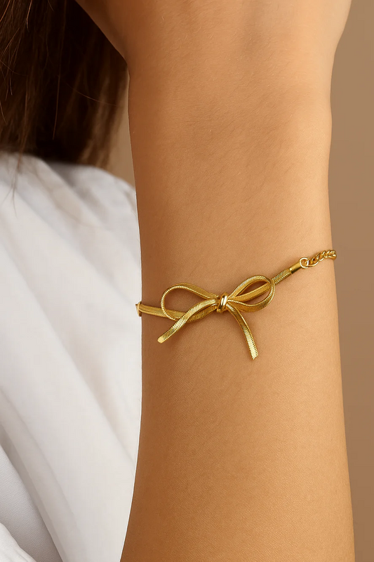 Gold Bow Snake Chain Bracelet